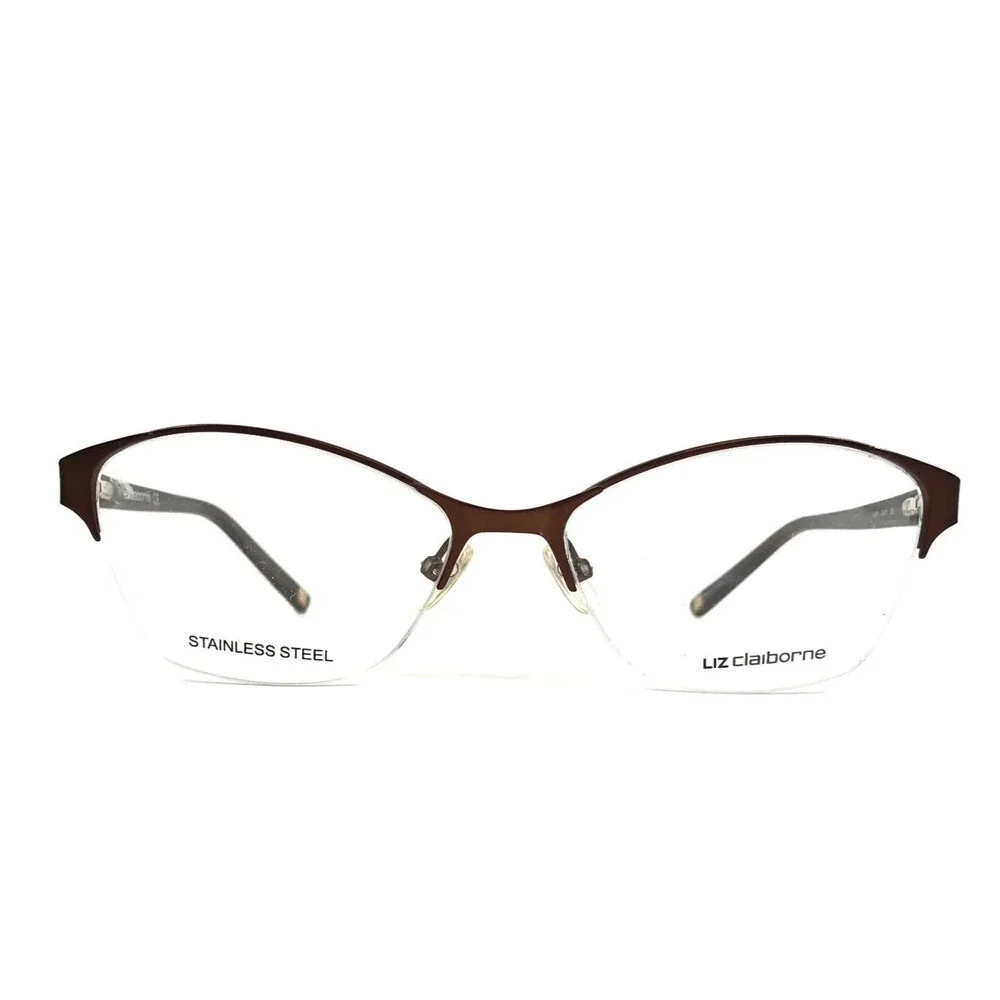 Liz Claiborne Eyeglasses Frames L623 0EW7 Dark Brown Cat Eye Half Rim 53-16-135